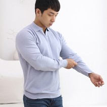 남자 머슬핏 오픈 카라 니트