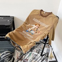 라운드넥반팔티 2023 여름 8색 워싱 구제 개성 플라워 프린팅 와이드 루즈핏 T306 P35 4994784772