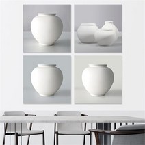셀러허브 부자되는 달항아리 백자 도자기 액자 4종 6호 32x32cm, 1번／프레임액자(흰색)
