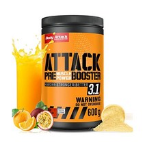Body Attack 사전 운동 부스터 600g Orange Maracuja 모든 운동선수를 위한 초 고용량 보디빌딩 웨이트 스포츠 및 피트니스를 위해 특별히 설계됨