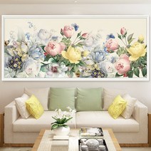 실십자수 도안 세트 꽃 풍경 큰 대형 명화 명작 패키지, 일반실 3 가닥 자수 120x50 cm