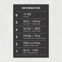 인포메이션 층별안내판 아크릴, 타공+라운딩, 투명아크릴(뒷면인쇄)