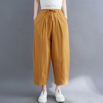 [이꾸띠] 데모크하시이루 여성 봄 가을 원컬러 무지 밴딩 리본 부츠컷핏 발목 바지
