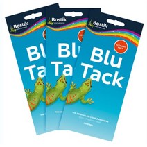 [블루택] 블루 90g x 3개 blutack 무독성 접착제 재사용 점착제 찰흙대용 블루텍 점토 놀이 소품고정 풀 테이프 대용, 1세트( 블루90g x 3개)
