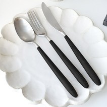 소코데코 골든벨 무광블랙 숟가락 젓가락 포크 나이프 어린이수저 커트러리 수저세트 9종, 03.양식숟가락, 블랙 실버