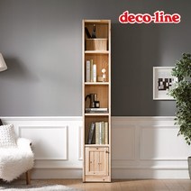 [데코라인] 코넬 에코 24T 도어 원목 책장 5단 35cm DDR030, 색상:원목