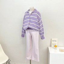 퓨어제이 주니어 카라 단가라 가디건 면니트 고학년 봄가을의류