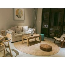 원형러그 북유럽 거실 침실 헤링본 주방 카페트 천연 주트 라운드 러그 핸드메이드 꼰 양면 홈 장식 거실
