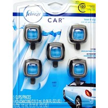 페브리즈 자동차 벤트 클립 공기 청정제 하와이안 알로하 또는 리넨 스카이 5개, Linen & Sky