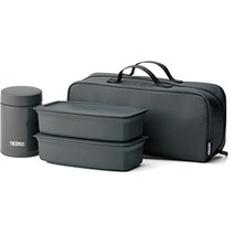 써모스 도시락 보온도시락 런치박스 세트 진공 단열 보온보냉 JEA-800, 스프자: 200ml / 반찬통: 400ml×2개, 다크그레이