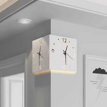 코너 벽시계 예쁜 엔틱 패셔너블 양면 아트 led 모던, 옐로우 26x26x26x3.5 조명 없음