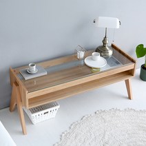 커피테이블 120 x 40 모던 거실 리빙 인테리어 원목 감성 내추럴 캄포어베니어 색상 소파 침대 콘솔테이블 튼튼한 강화 유리 나무 원목 다리 바닥 긁힘 방지 테이블