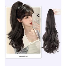 온리정 포니테일 가발 집게형 러블리 웨이브 부분가발, 58cm, 네츄럴 블랙