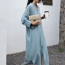키밍 / G125675_차이나카라 셔츠원피스 롱원피스
