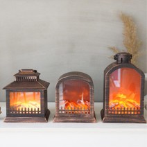 빈티지 벽난로모양 작은 LED 불멍장식품 장식조명 카페 거실, 미니 손잡이 라운드