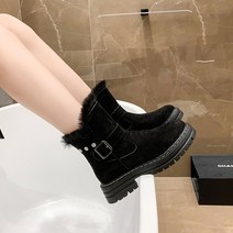 겨울 미들본 스노우슈즈 플랫 논슬립 플러스 기모 워커 면화 패션부츠