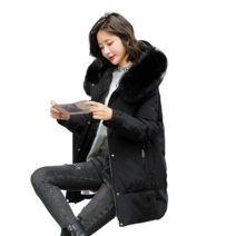 Crzen 여자 패딩 점퍼 겨울 하프 솜옷 털 칼라 코트 23N727