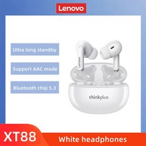 레노버 XT88 무선 블루투스 이어버드 하이파이 음악 마이크 포함 스포츠 방수 2022, 02 white