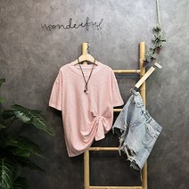 라임브릿지 애플 린넨 단가라 라운드 반팔 티셔츠