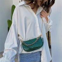 셀러허브(잡화) [라일리] Rly 고급 토트 애나멜 크로스백 악어패턴 골드체인 미니