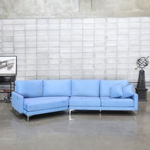 데우스홈 이태리 패브릭3인 반카우치 카리브 소파, 우형, 오션블루