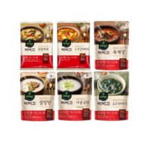 비비고 국 탕 찌개 6종(두부김치 된장찌개 육개장 소고기미역국 사골곰탕 설렁탕), 1세트