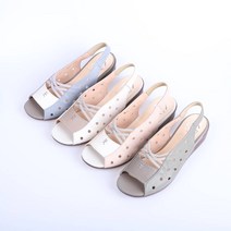 지쎄 양가죽수제화 스트링밴드 펀칭샌들 슬링백샌들단화4cm