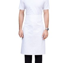 ANKRIC 방수앞치마 폴리 에스터면 솔리드 컬러 싱글 포켓 광대역 대형 하프 앞치마 방오 주방 가정용 작업복, 하얀색