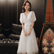 피로연 예복 2부 웨딩 화이트 연주 원피스 드레스 D54