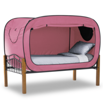 암막텐트 침대용 모기장 1인용 기숙사 원터치 캠핑 수면 접이식 텐트, 메쉬가 있는 핑크 190x90x100