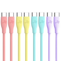 아이엔조이 60W 마카롱 PD C to C타입 고속 충전 케이블 혼합색 4개입, 2m