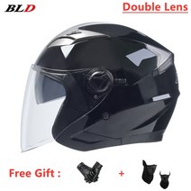 오토바이 헬멧 bld-708 34 오픈 페이스 빈티지 발굽 모토 베스파 abs, 밝은 검정, l, 밝은 검정