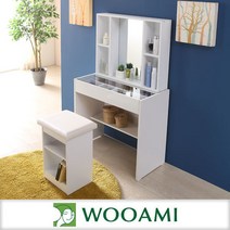 [우아미아이] 하니뷰800 거울수납장 화장대세트(의자포함), 색상:오크