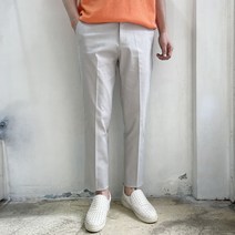 라운지21 남자 데일리 린넨 워싱 9부 스판 슬랙스