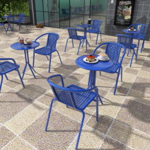 이케아 라탄 철제 루프탑 정원 카페 옥상 테이블 세트, 의자 2개 55cm 사각 테이블 옐로우