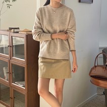 홀가먼트 캐시미어 울 엔디 배색 니트