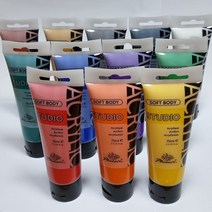 아크릴물감 STUDIO 75ml 12색세트/ 대용량 칼라 학생 전문가용 학교 미술학원 수업준비물 공예 만들기재료