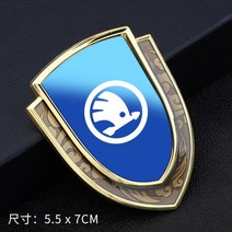 자동차 링 황금 로고 금속 아연 합금 3D 접착 엠블럼 배지 스티커 스코다, 03 blue