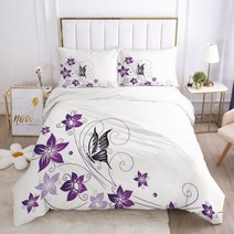 패션 침구 세트 꽃 나비 잎 이불 베개 커버 이불이불 3D 인쇄 퀸 싱글, 3_Pillowcase 50x70x2