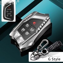 캐딜락 에스컬레이드 호환 ats cts xts srx ats l ct5 xt5 xt6 esv elr bls xls ct4 2019 2020 용 알루미늄 합금 키 케이스 153, g-실버 키체인 2