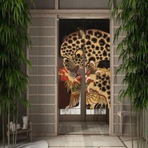 동물 문 커튼 중국어 잉어 호랑이 표범 새 파티션 화면 복도 입구 출입구 일본 방 장식, CTS00369+95x180cm