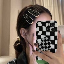 라운드 블랙&화이트 럭셔리 타원 물방울 서핑보드 미니 헤어핀 6종