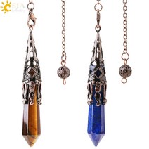 csja crystal pendulum for divination dowsing gem stone 펜던트 골동품 청동 석영 divinatory pendulums pendulo pe