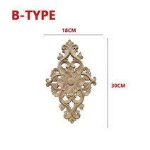 벽장식소품 복고풍 가구 도색되지 않은 천연 나무 인형 공예 아플리케 데칼 고무 꽃 조각 홈, md-0001-2-30-18cm