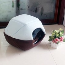 펫드라이룸 슈퍼 소프트 짧은 봉제 유르트 모양 애완 동물 하우스 듀얼 사용 개집 둥지 쿠션 강아지 개 고양이 크기 사용할 수, Sky Blue+40x38x30cm