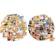 SUPER CREW 프리미엄 DIY 방수 데코 스티커 꾸미기, Type 2 (웰시코기50매+액션캣50매 )