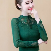여성 가을 봄 긴팔 셔츠 빅사이즈 쉬폰 블라우스 프릴 30대 40데 50대 오피스 엄마옷 정장 다크 그린