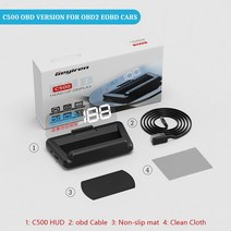 HUD 헤드업디스플레이 자동차 속도계 GEYIREN C500 자동 OBD2 GPS HUD 헤드 업 디스플레이 앞 유리 속도계, 02 work OBD2 EOBD Car