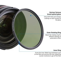 JJC CPL 필터 초슬림 광학 멀티 코팅 원형 편광기 37mm 40.5mm 46mm 52mm 82mm, 08 46mm
