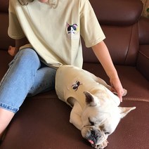 강아지커플룩 견주 올인원 여름옷 실내복 나시 애견 cl-8404, 스카이